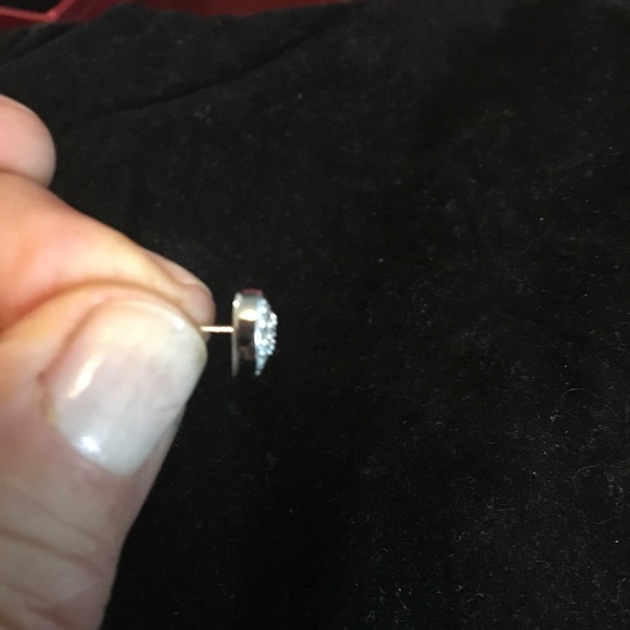 Sterling Silver Heart Pave CZ Post Earrings NEW - Picture 3 of 7